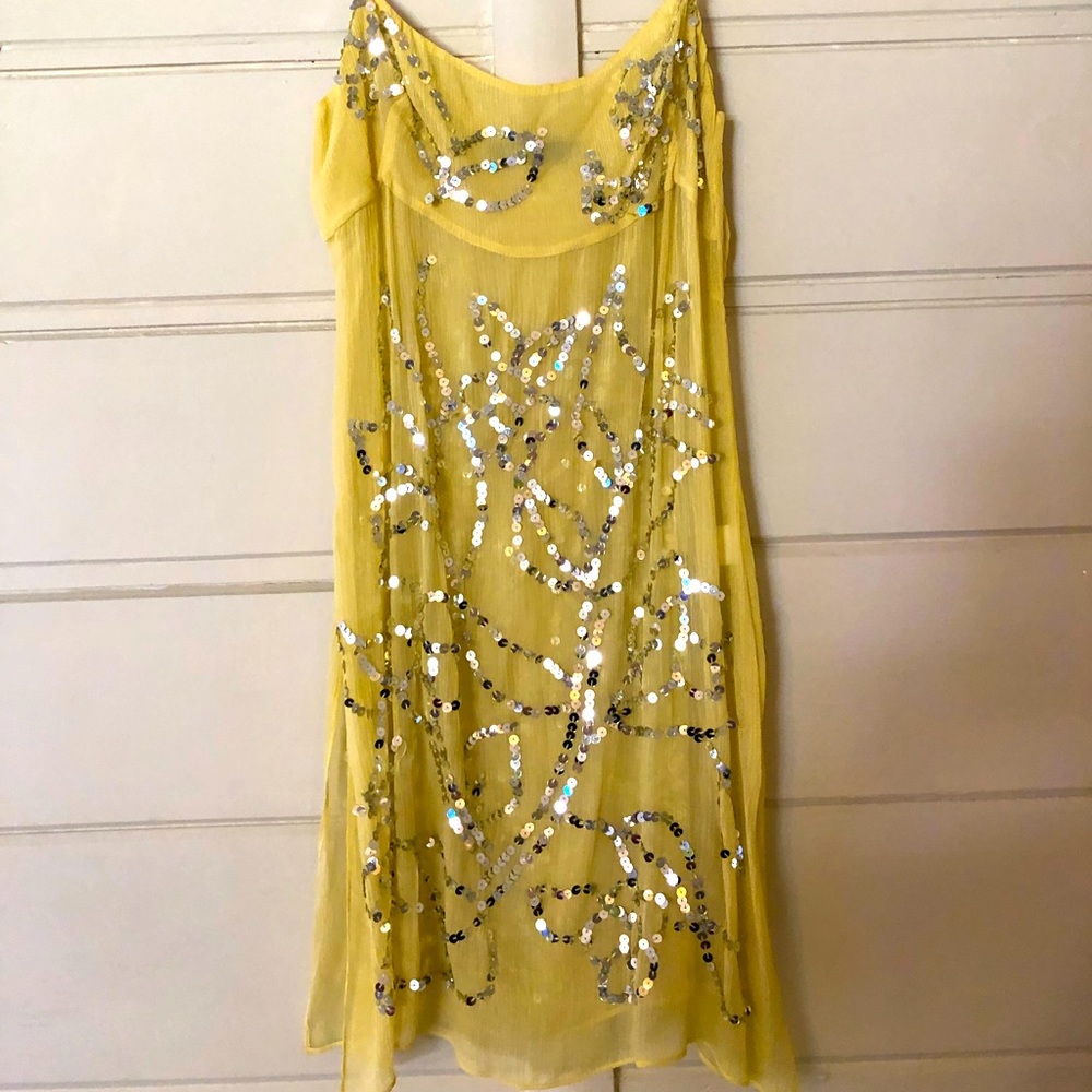 BCBG yellow sequin dress